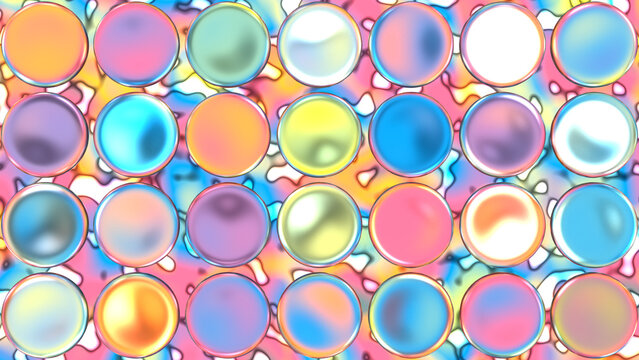 Colorful Shiny Iridescent Circles Abstract Background