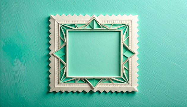 Ornate White Picture Frame on Light Green Background.