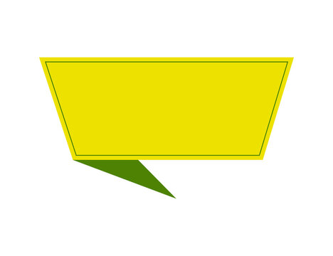 Yellow Speech Bubble with Green Tail Isolated On Transparent 