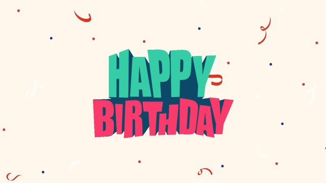 Happy Birthday 3D Animation GIF &ndash; HBD Colorful Typography Greeting with Confetti on Light Background for Birthday Celebrations Animated Video