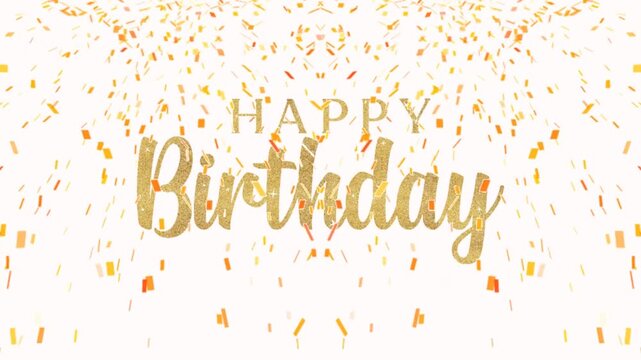 Happy Birthday Animated Typography Video GIF &ndash; HBD Elegant Gold Birthday Greeting Motion Graphic with Confetti for Celebration, Social Media, Invitations and Special Occasions  