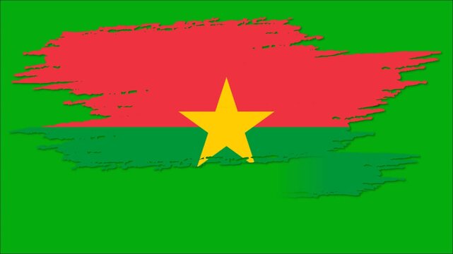 Burkina Faso Flag Grunge Brush Stroke Animation, Burkinabe National Flag, Burkina Faso Patriotic Motion Background