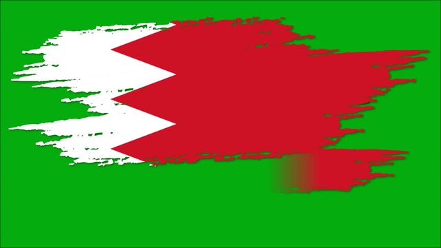 Bahrain Flag Grunge Brush Stroke Animation, Bahraini National Flag, Bahrain Patriotic Motion Background