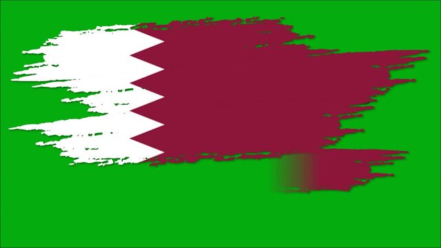 Qatar Flag Grunge Brush Stroke Animation, Qatari National Flag, Qatar Patriotic Motion Background