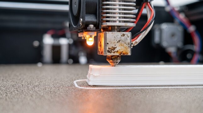 3d printer nozzle creating a plastic object