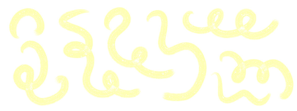 Golden glitter hand drawn curly lines isolated on a transparent background. Sparkling swirl doodles and decorative flourishes for festive and creative design. PNG image