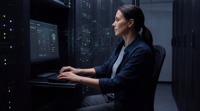 Businessman reviewing AI operations performance charts on a holographic dashboard