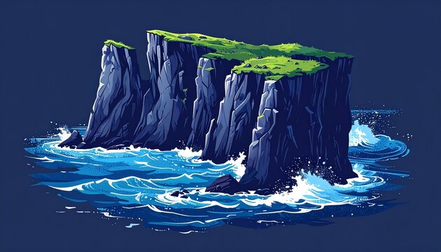 Dramatic Coastal Cliffs with Turquoise Ocean Waves.