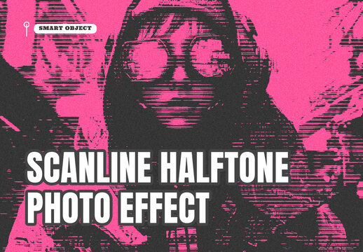 Scanline Halftone Photo Effect Template