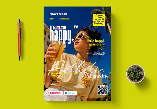Summer Lifestyle Magazine Cover Template