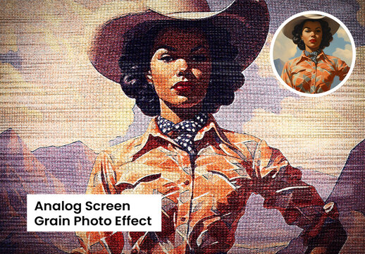 Vintage Halftone Screen Print Photo Effect