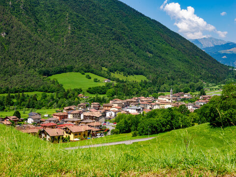 Mountain landscape at summer near Cerete Basso, in Bergamo province, Italy