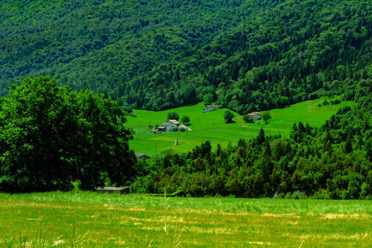 Mountain landscape at summer near Cerete Basso, in Bergamo province, Italy