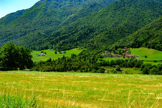 Mountain landscape at summer near Cerete Basso, in Bergamo province, Italy