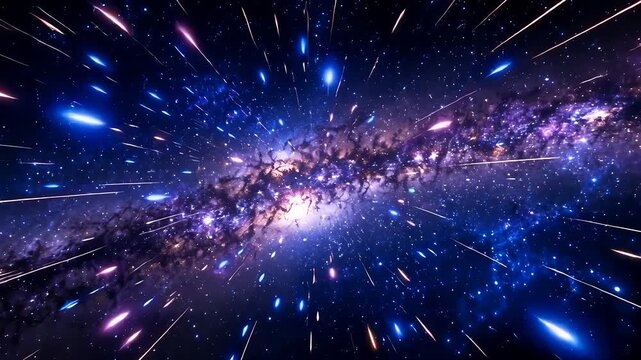 Galaxy Space Background with Mysterious Blue Stars
