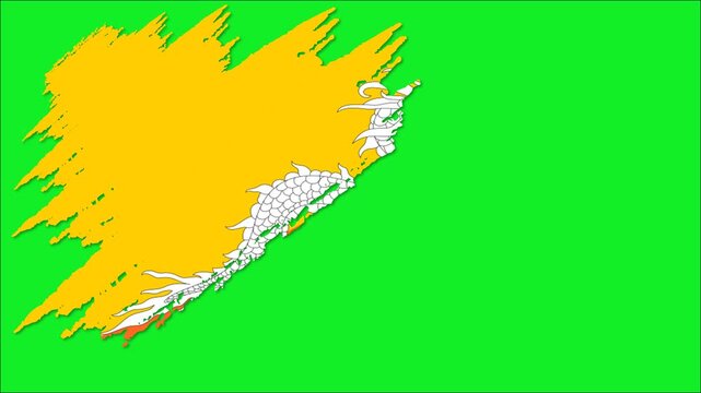 Bhutan Flag Grunge Brush Stroke Animation, Bhutanese National Flag, Bhutan Flag Motion Background, Druk Dragon Flag Video