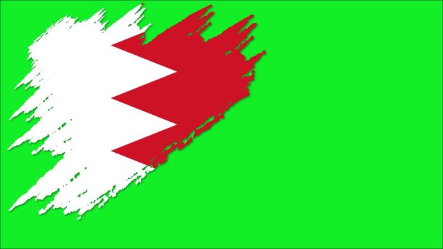 Bahrain Flag Grunge Brush Stroke Animation, Bahraini National Flag, Bahrain Patriotic Motion Background, Bahraini Flag Video