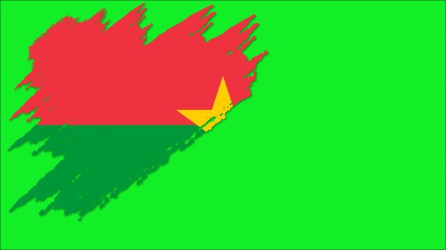 Burkina Faso Flag Grunge Brush Stroke Animation, Burkinabe National Flag, Burkina Faso Patriotic Motion Background, Burkina Faso Flag Video