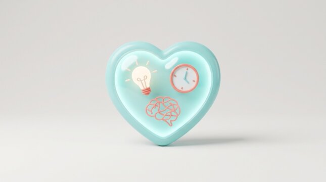 Heart shape with brain idea time icons