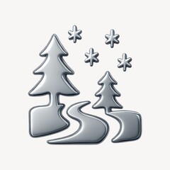 Obraz premium Metallic winter landscape illustration
