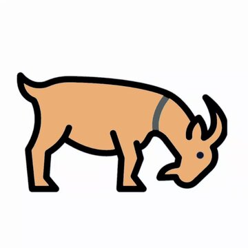 Simple Grazing Goat Icon, Farm Animal Side View Illustration