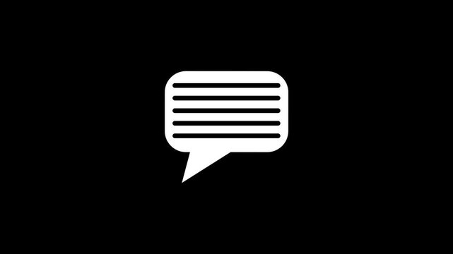 Minimalist speech bubble animation, pulsing chat notification symbol for digital communication and social media interface
