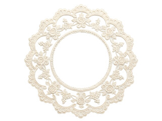 Circular lace frame with rose motifs for wedding invitations. © RK graphics