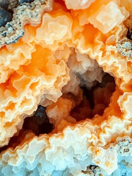 Elegant calcite formation with intricate patterns, crystal structures, symmetrical designs