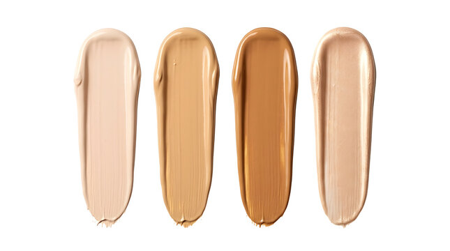 Foundation makeup shade swatches isolated on white background.