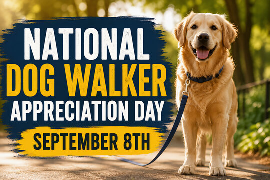 National Dog Walker Appreciation Day with Golden Retriever
