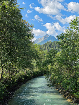 bridge over the river in the mountains, kaprun austria