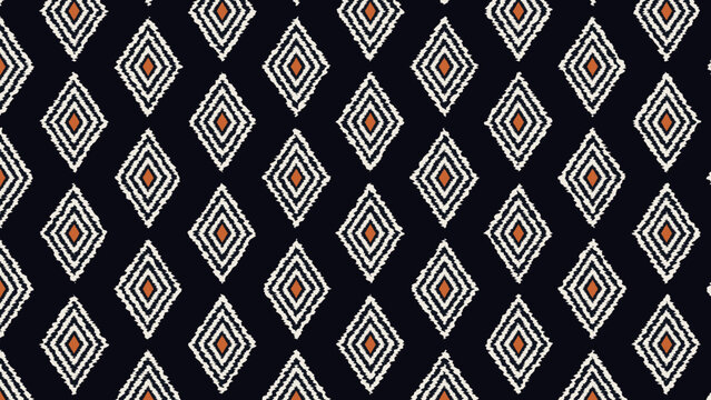 Traditional Geometric Ikat Textile Resist-Dye Pattern
