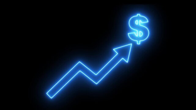 Animation for growth business, economy, finance and success concept. Dollar currency price up animation. Abstract neon line dollar business graph animation. Motion Graphic 4K