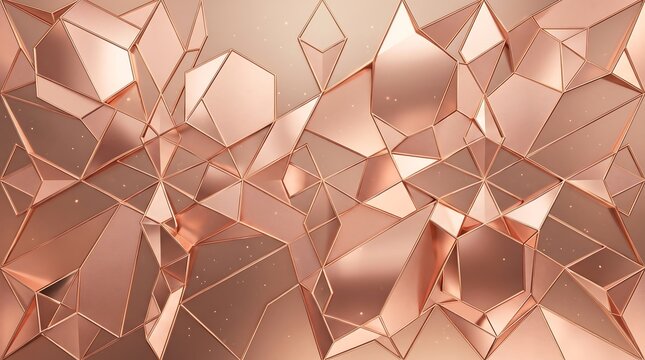 Abstract background with rose gold geometric low poly shapes pattern