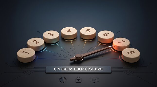 Cyber Exposure Meter Gauge Pointing To High Level Risk Management Concept