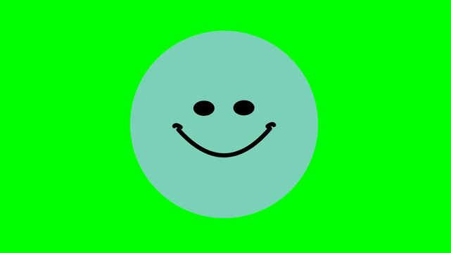 Smiley icon rendered in light cyan shows a joyful face on a green screen background.