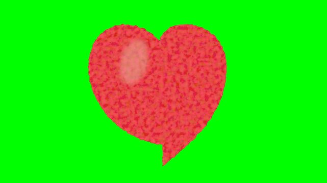 red heart on green background