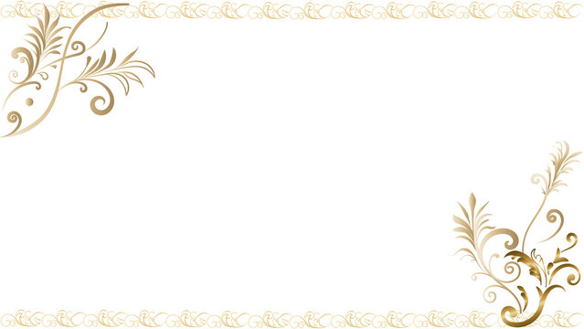 Ottoman-style tezhip, ornament, acanthus, saz leaf, frame, texture, gold, Oriental, copy space, background, card, banner, greeting, packaging
