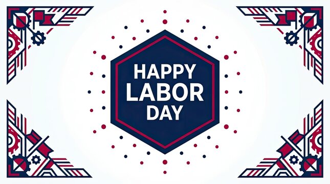 Decorative art deco style frame design celebrating the national holiday known as happy labor day event