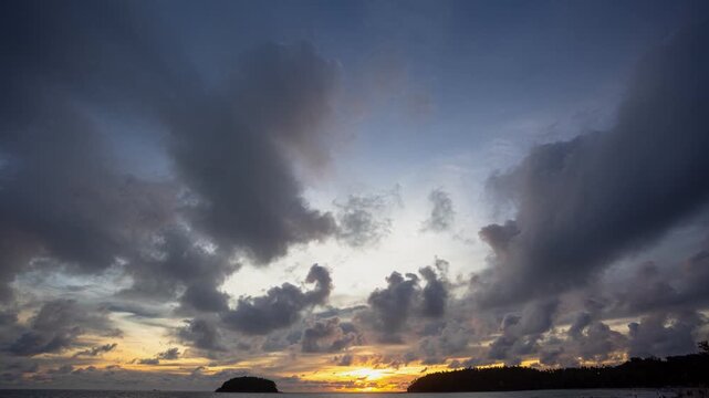 time lapse stunning sunset in channel between islands. 
Pu island is in the middle between Kata beach and Karon beach in Phuket.
Nature video High quality footage in nature and travel concept.