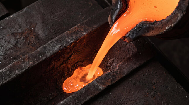 Molten metal stream filling rectangular ingot mold