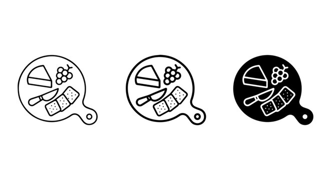 Cheese Board Icons, Charcuterie Platter Vector Set, Appetizer Serving Board Graphics, Food Presentation Elements