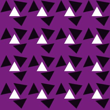 Bold Black and White Triangle Seamless Pattern on Purple Background