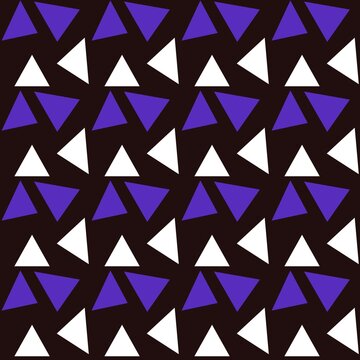 Purple and White Triangle Geometric Seamless Pattern on Dark Brown Background