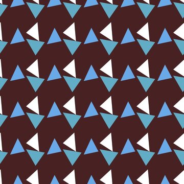 Geometric Triangle Seamless Pattern in Blue and Brown