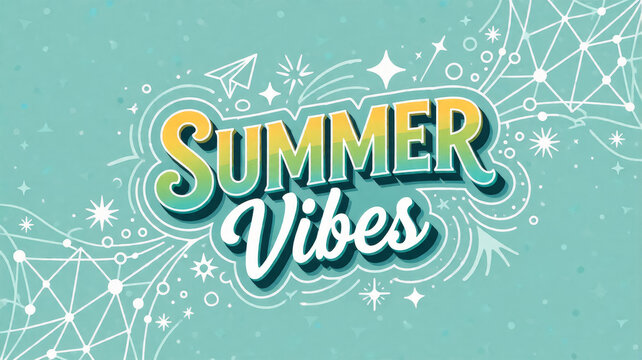 Summer vibe design with fun graphics and light blue background
