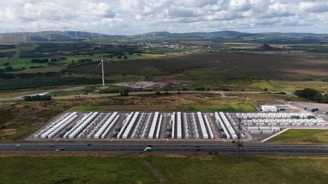 Aerial View of Coalburn Battery Energy Storage System in Scotland