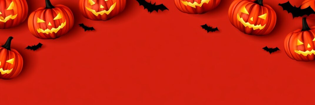 Vibrant halloween promotion banner with colorful pumpkins and spooky bats for festive sales advertising