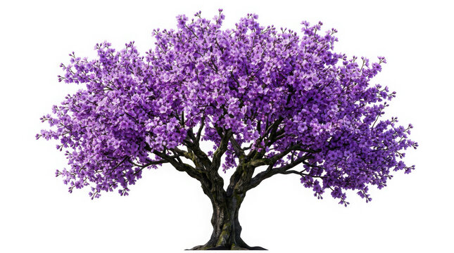 Large jacaranda tree with vibrant purple flowers in full bloom isolated on generated using ai