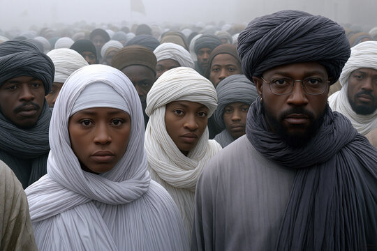 People gather in a crowd during a cultural event
